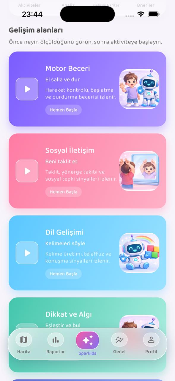 Gelişim görevleri ekranı